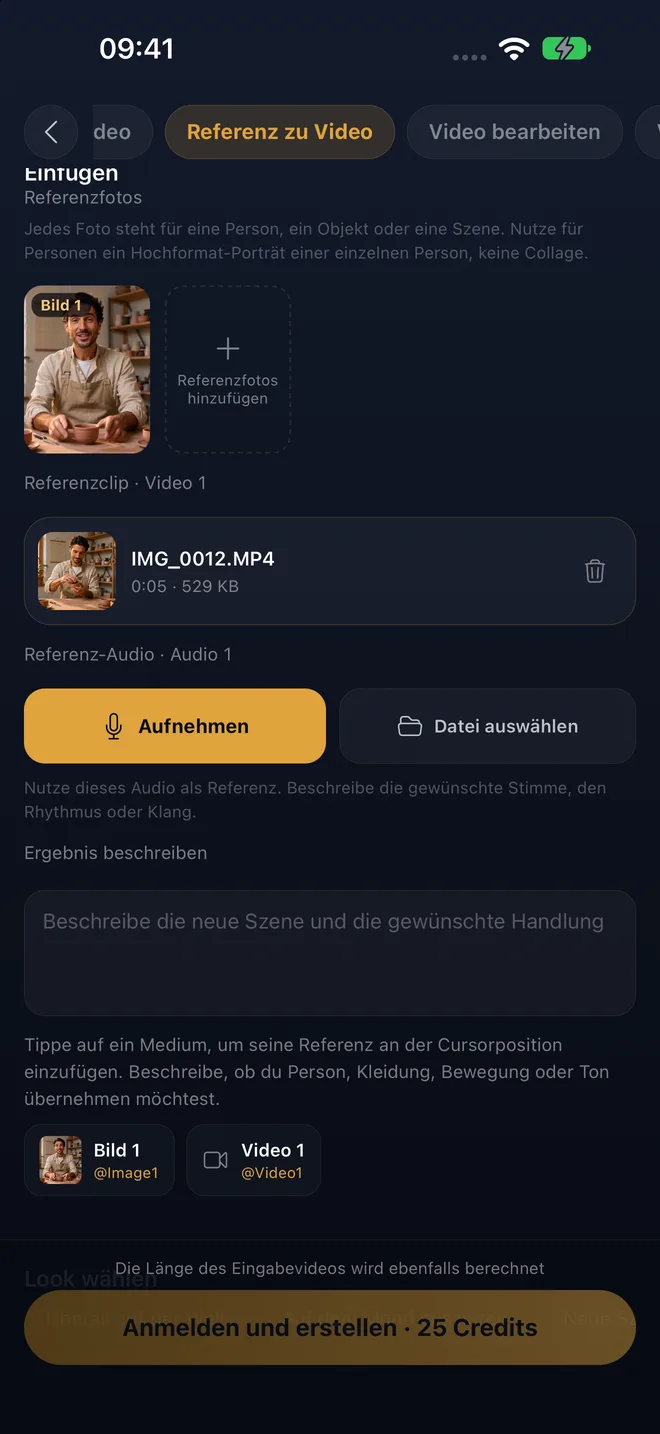 Video mit Referenzmedien erstellen
