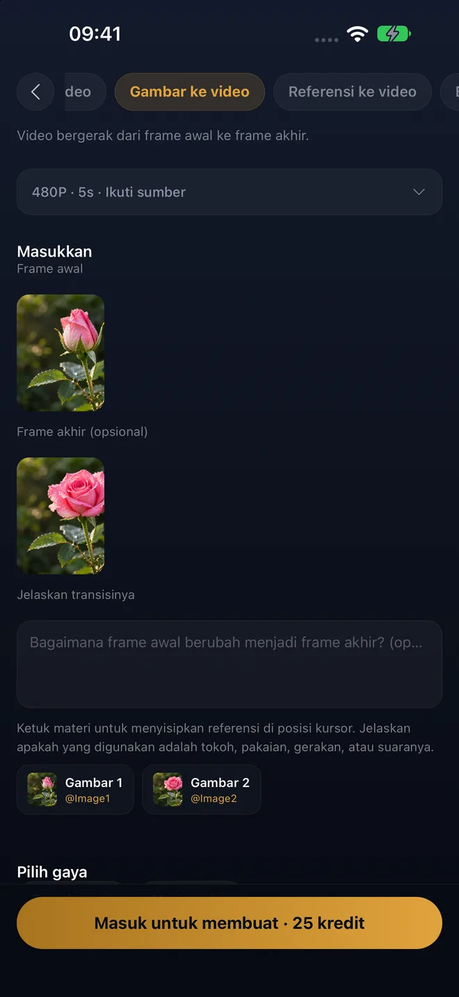 Membuat dengan bingkai awal dan akhir